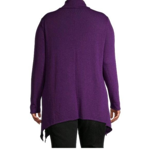 Terra & Sky Womens Purple Cowl Neck Sharkbite Tunic Top Size 0X (14W) - Picture 5 of 8